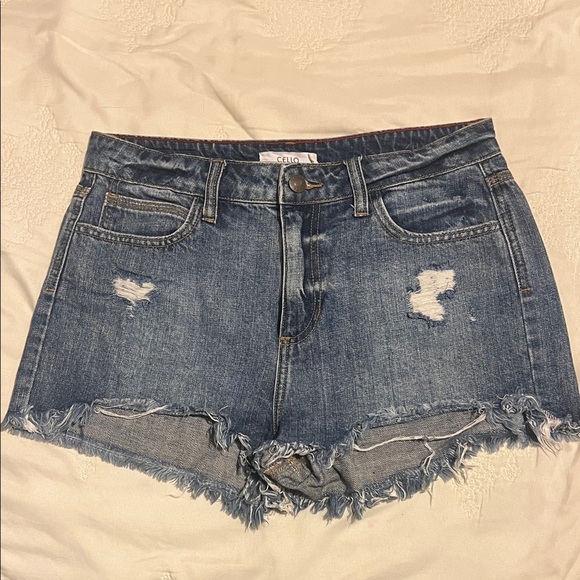 Cello Pants - Cello Women's Distressed Blue Denim Cutoff Shorts